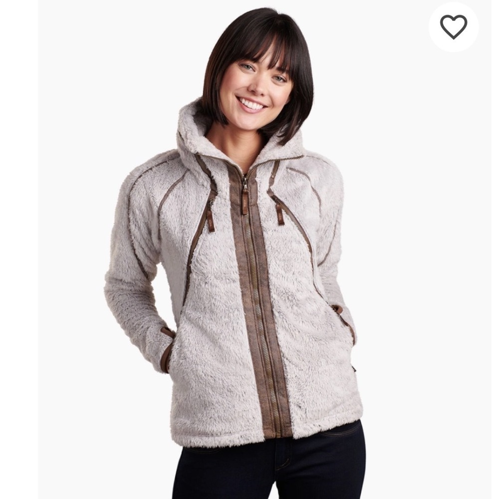 Kuhl Flight Jacket Hooded Fleece Thumb Loops Zip Pockets Deep Pile Women's‎ XS